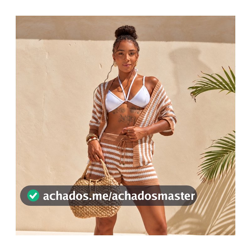 Conjunto Feminino Kimono e Shorts Tricot Crochê Saída de Praia Moda Verão Resort