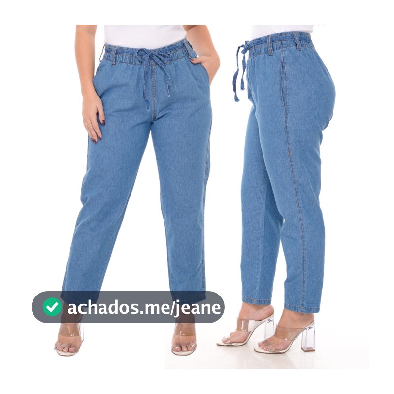 Calça Jeans Feminina Cintura Alta Capri Tecido Leve