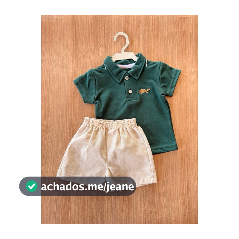 Conjunto infantil menino camisa polo e short algodão