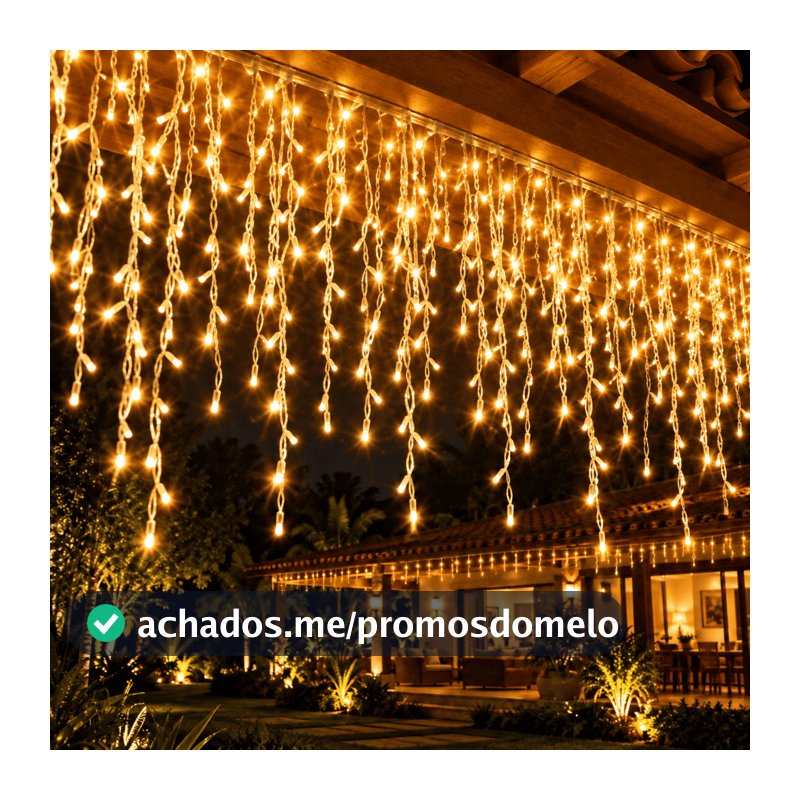 Cascata de Natal 400 Leds 10 Metros 8 Funções – Branco Quente, Colorido e Branco Frio