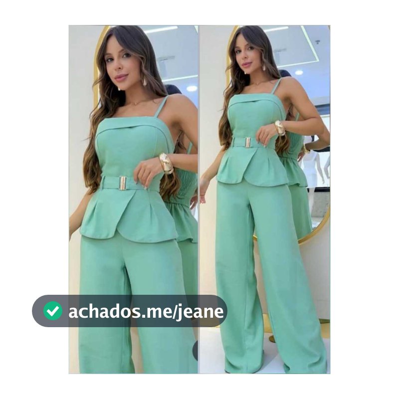 CONJUNTO FEMININO ELEGANTE CHIC CALSA PANTALONA+BLUSA ACINTURADO CON LASTEX NAS COSTAS