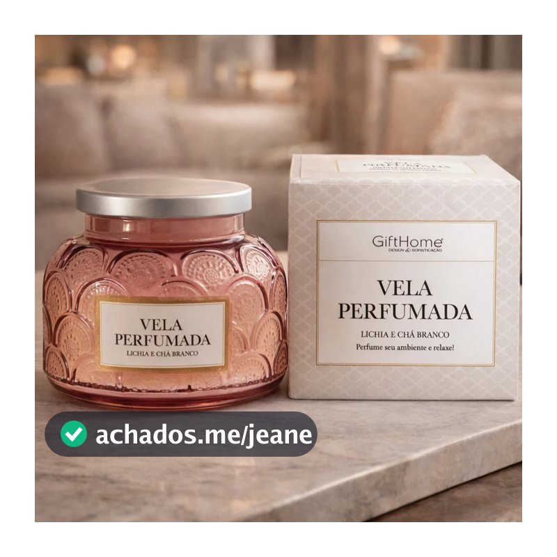 Vela Perfumada Lichia E Chá Branco 415g Vidro Decorativo Presente Aromático
