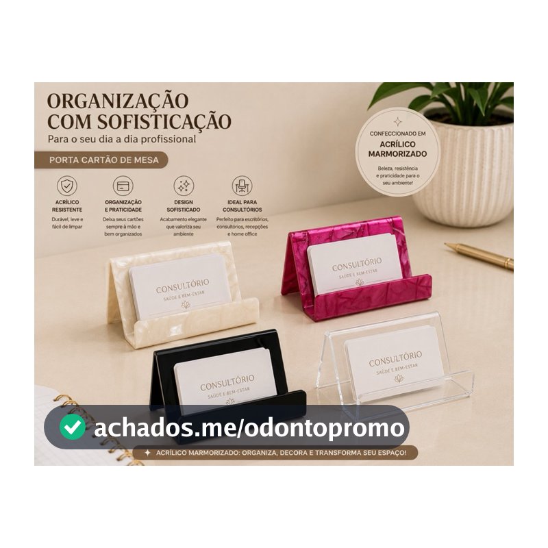 ✨ Porta Cartão Luxo em Acrílico Marmorizado | Elegância Para Seu Consultório