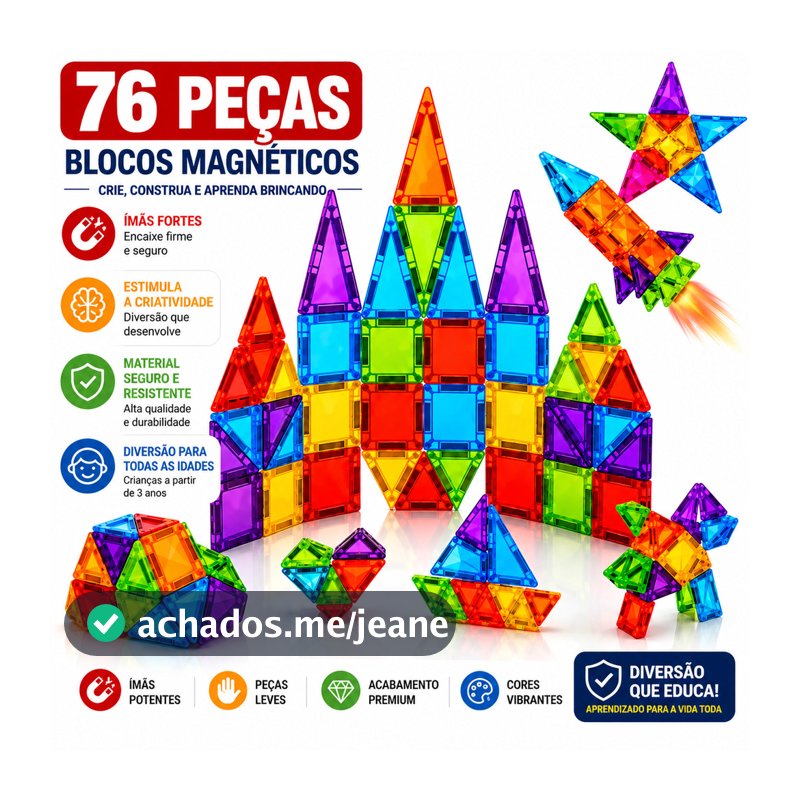 Mini Blocos 3D De Montar Brinquedo Magnético Construção Educativo Infantil 3D