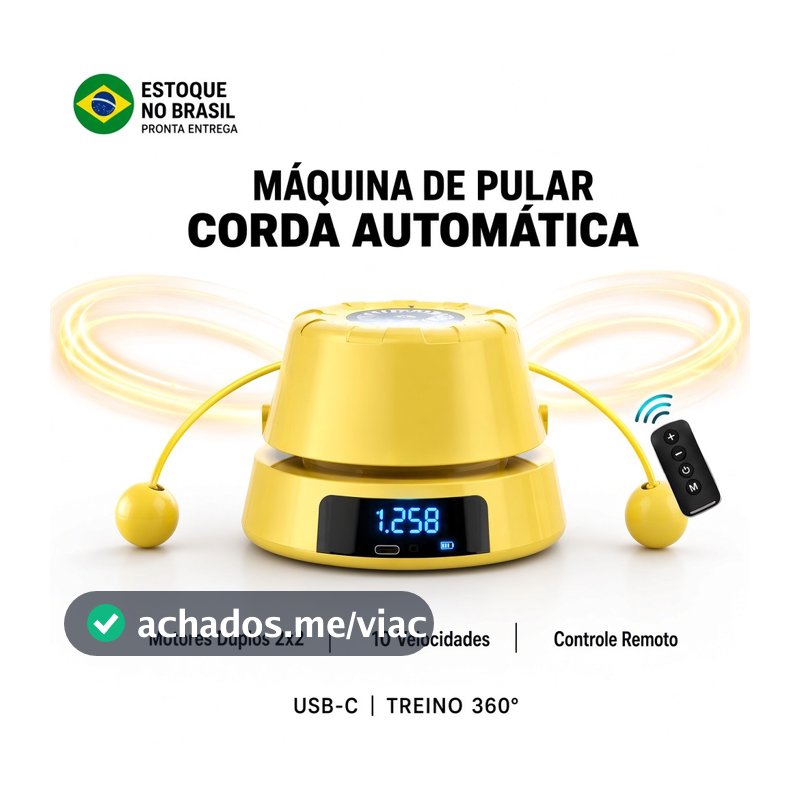 Máquina de Pular Corda Automática Contador Inteligente Controle Remoto 10 Velocidades Treino Fitness Em Casa