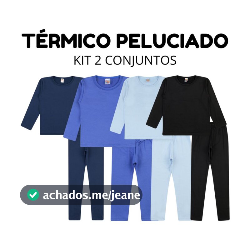 Kit 2 Conjuntos Térmico Peluciado Flanelado Masculino/Menino Infantil Juvenil Inverno Segunda Pele