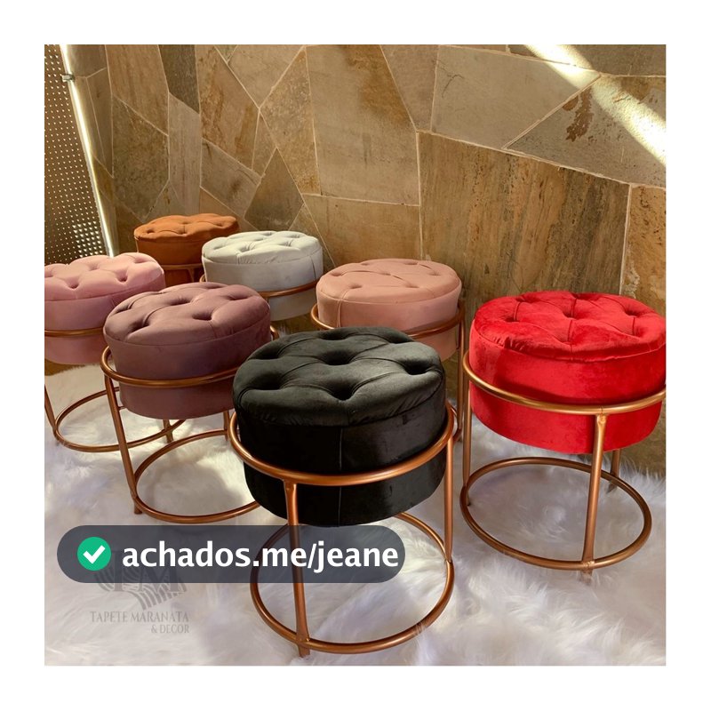 Banqueta Puff Redondo Veludo Com Espuma D28 / Suporta até 150kg