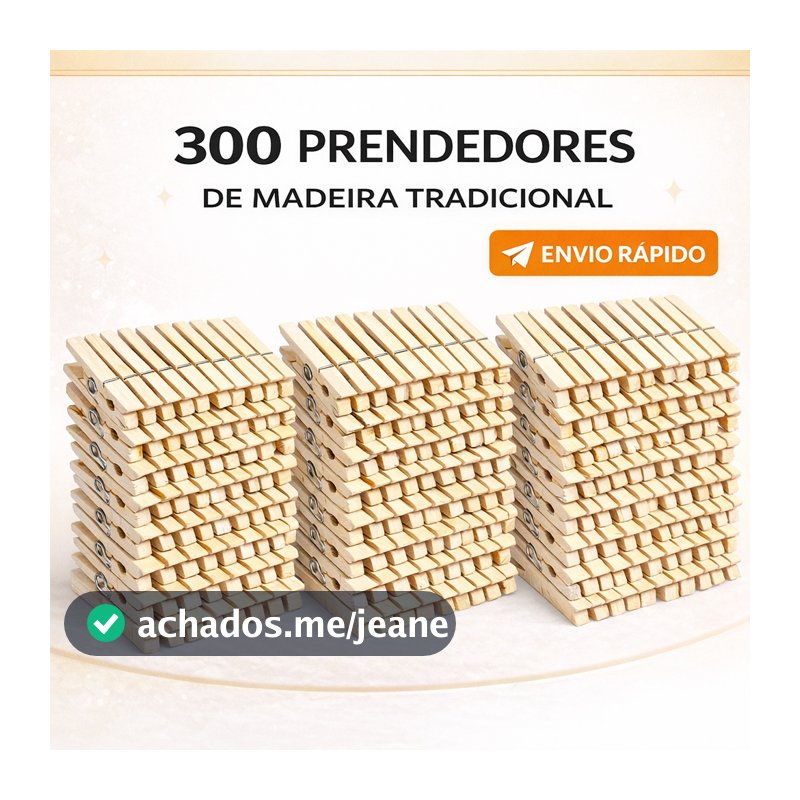 300 prendedores de madeira tamanho tradicional ENVIO IMEDIATO
