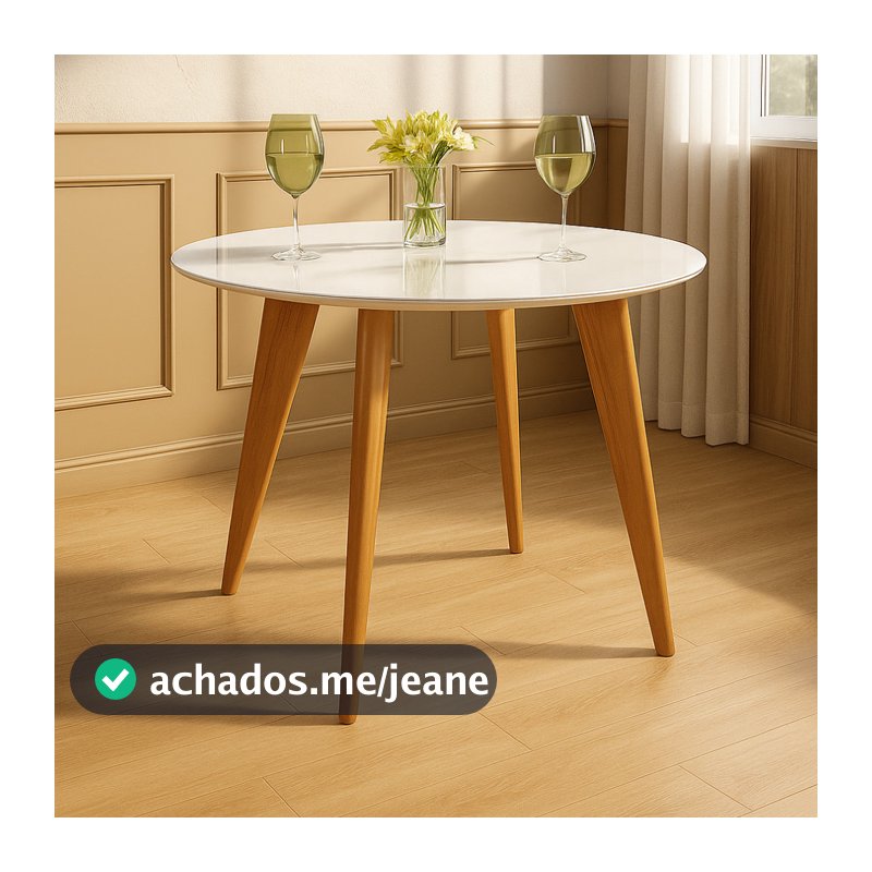 Mesa De Jantar Redonda Com Vidro Ou Madeira 90cm Slim