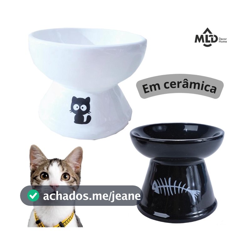 Comedouro para Gatos em Cerâmica Luxo  para Gatos Cerâmica Luxo Comedouro Bebedouro Elevado Cerâmica