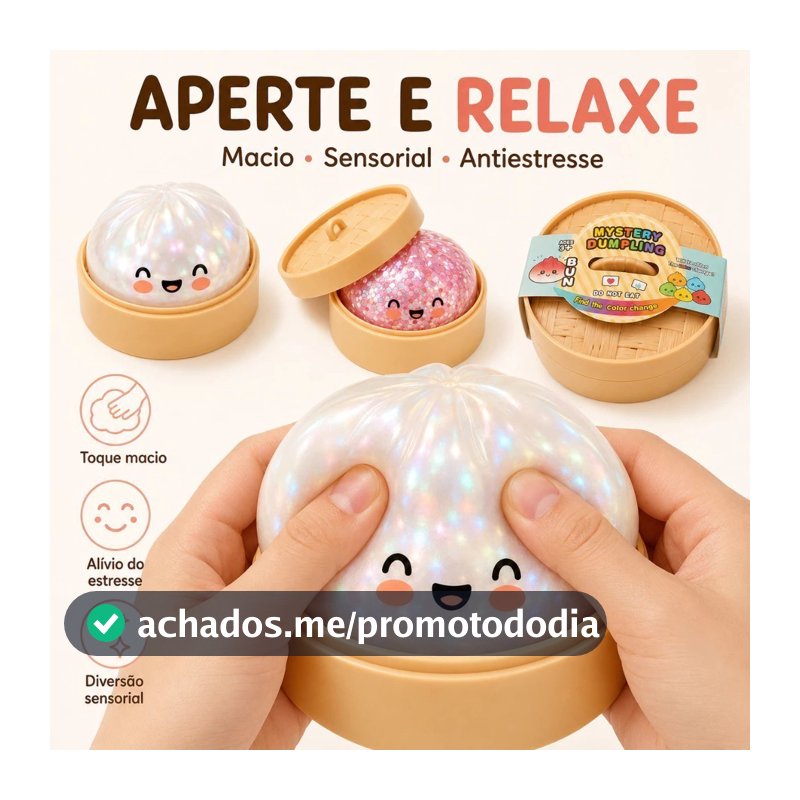 Squishy Bolinho Baozi Glitter Caixa Misteriosa Brinquedo Antiestresse Sensorial Kawaii Presente Criativo Fidget