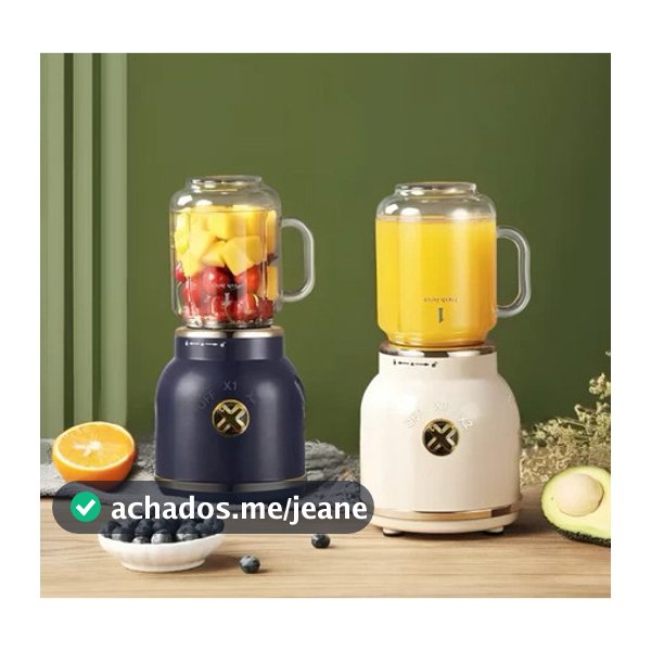 Mini Liquidificador Portátil Copo Caneca 500ml e 450ml Com 10 Lâminas, Tampa, Canudo e Copo Recarregavel 99P