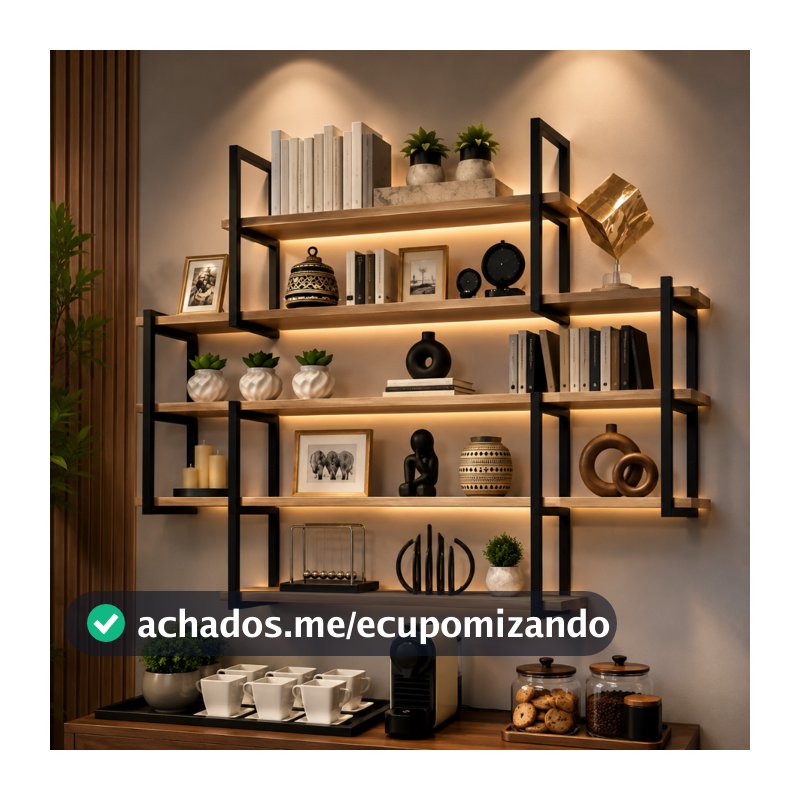 Prateleira Moderna Inovadora Organizadora Decorativa Suspensa Fixa Parede 120cm