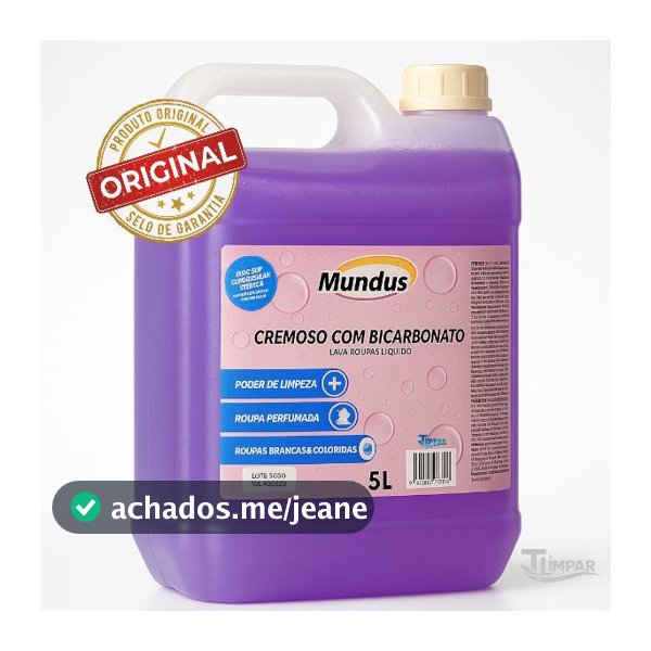 Sabão liquido com bicarbonato de sódio lavanderia profissional lava roupas cremoso 5 Litros