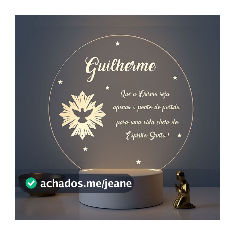 Luminária Abajur Personalizada com Nome para presente Crisma