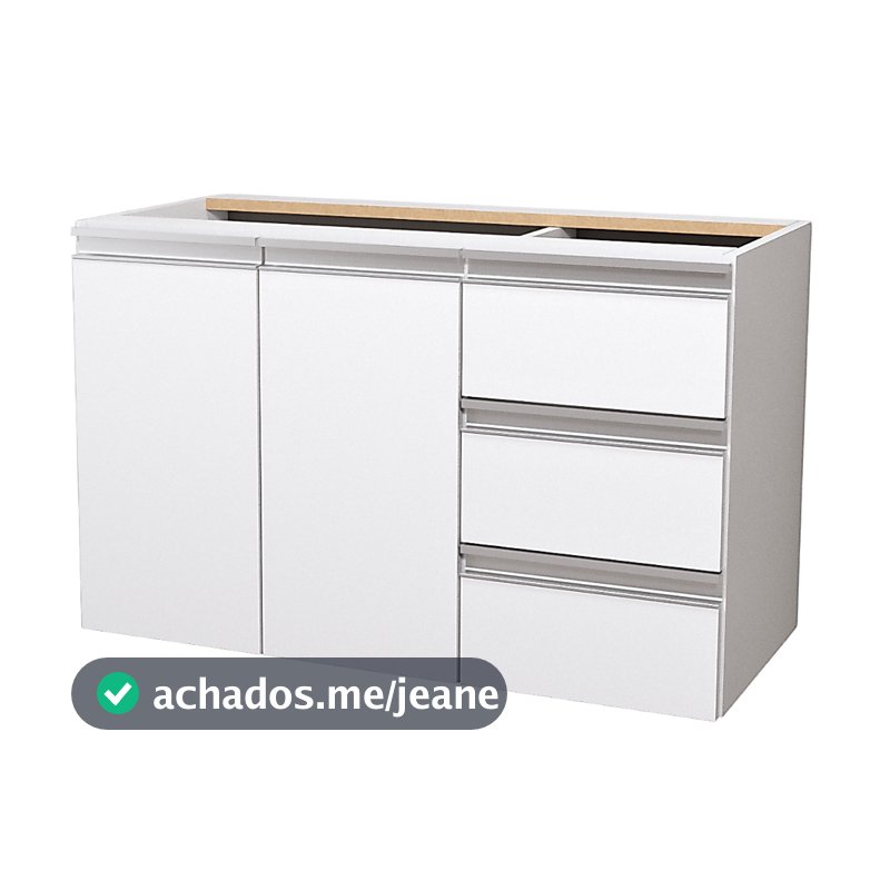 Gabinete Banheiro 80cm MDF Branco Balcão Sem Tampo de Apoio Armário Com e Sem Fundo Montado