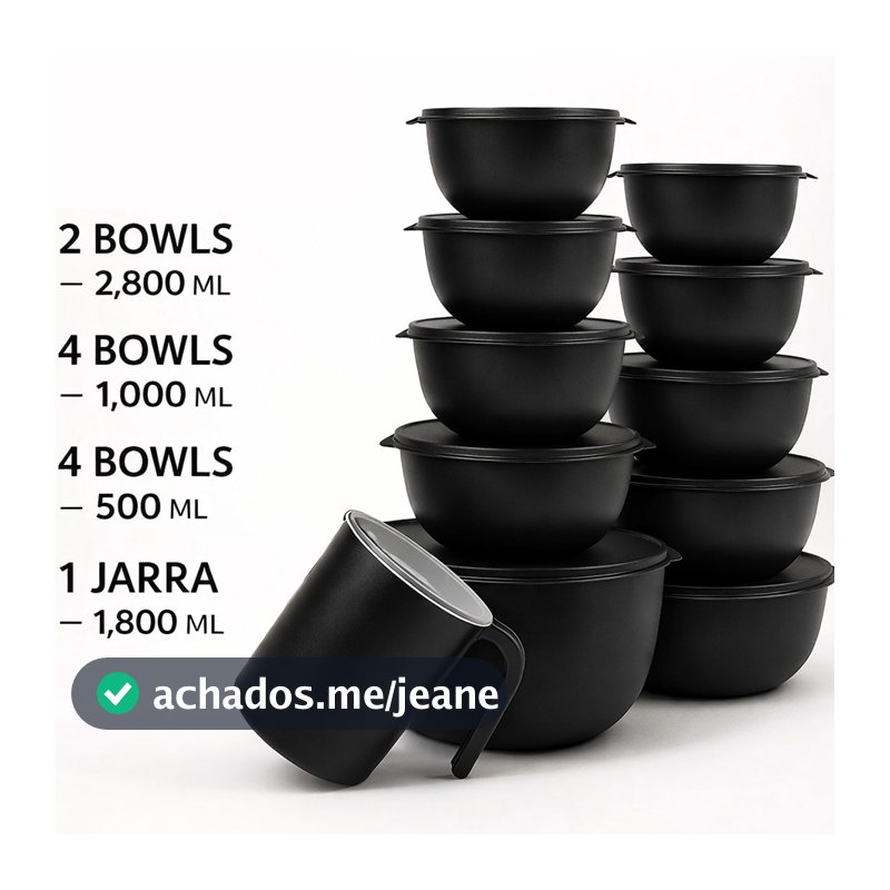 Kit 11 Peças com Jarra Bolw Pote Plastico redondo 2 kit bowl + jarra
