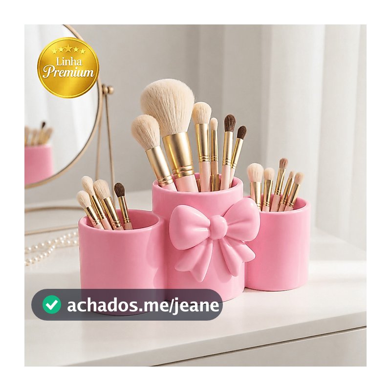 Porta Pincéis Maquiagem Organizador Mesa Porta Canetas Laço Elegante