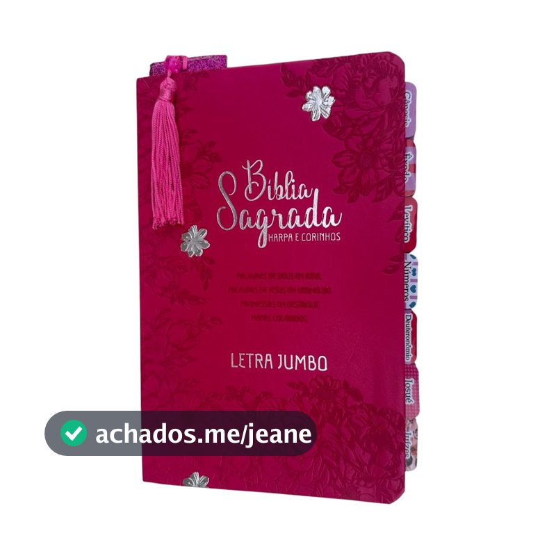 Bíblia Letra Jumbo Pink com Abas adesivas + Marca páginas glitter