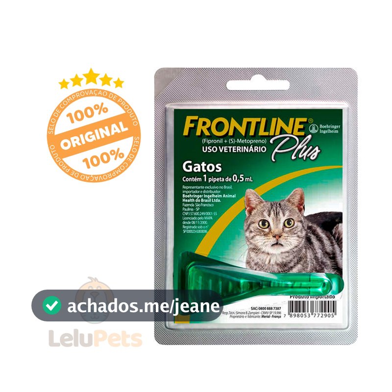 Frontline Plus Gatos 01kg a 10kg 0,5ml 1 Dose Antipulgas Para Gatos