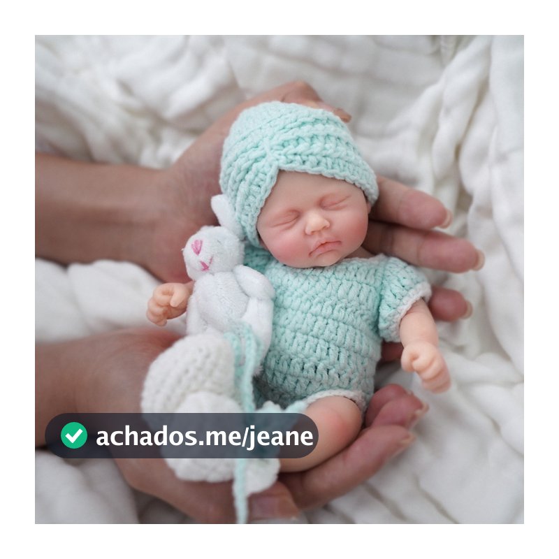 Bebê Reborn Silicone Sólido Suave Boneca 20cm Menina Olho Fechado Em promoção