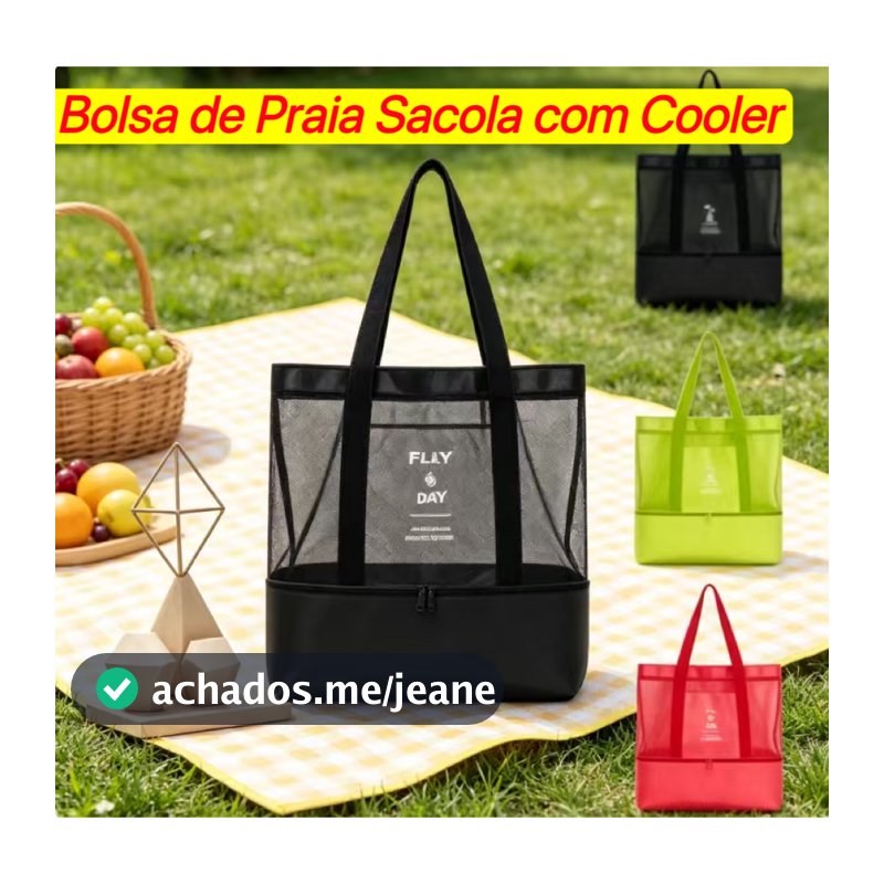 Bolsa de Praia Sacola com Cooler Elegante Resistente Grande e Versátil