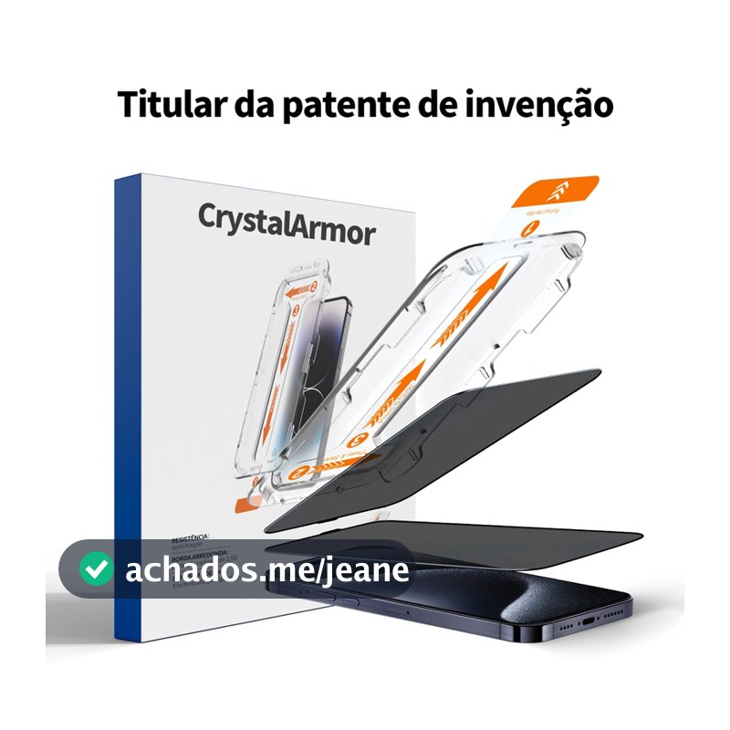 CrystalArmor Kit com 2 Película 3d  9H Privacidade Aplicador iPhone18 Pro Max 17/16/15/14/13/12/11/XR/XS/X