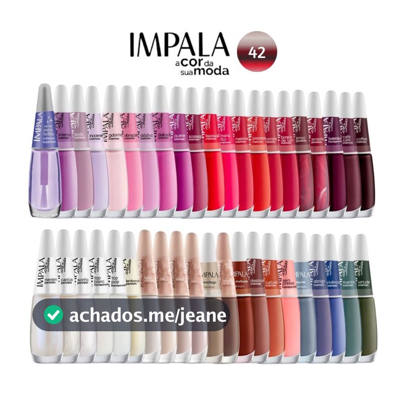 Kit Esmalte Impala Atacado 42 Cores Classicas Francesinha