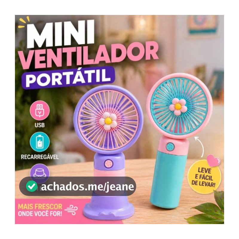 Mini Ventilador De Mão Portátil Recarregável Usb com suporte Para Escritório
