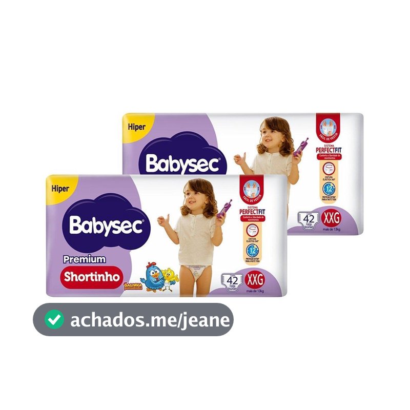 Fralda Descartável Babysec Shortinho Hiper Extra Extra Grande - 2 Pacotes com 42 Fraldas - Total 84 Tiras