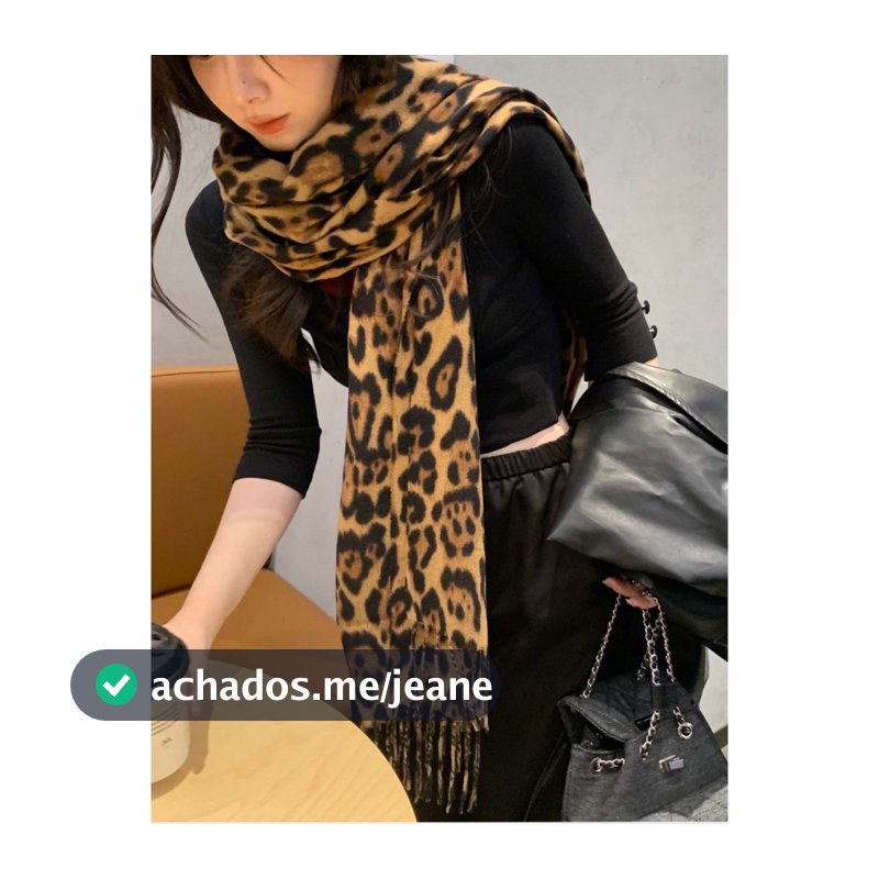 Lenço Echarpe Estampa Oncinha Cachecol De Lã Grosso unissex
