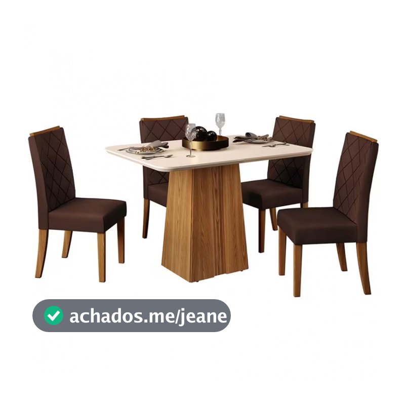 Mesa de Jantar Raquel Plus com 4 Cadeiras DJ Móveis