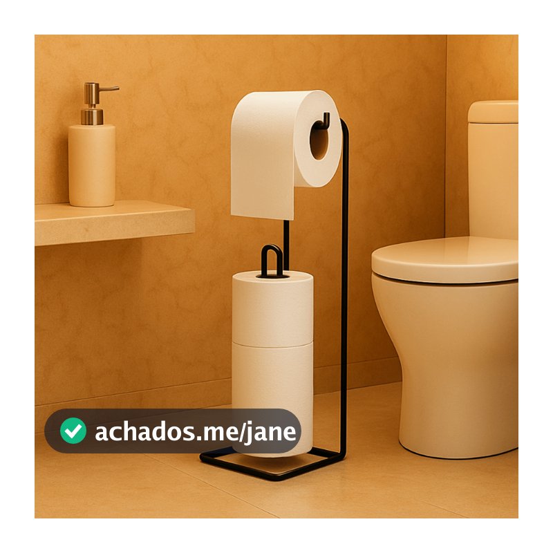 Suporte P/ Papel Higiênico Porta 3 Rolos de Papel Higiênico Chão Banheiro Aramado Preto Organização