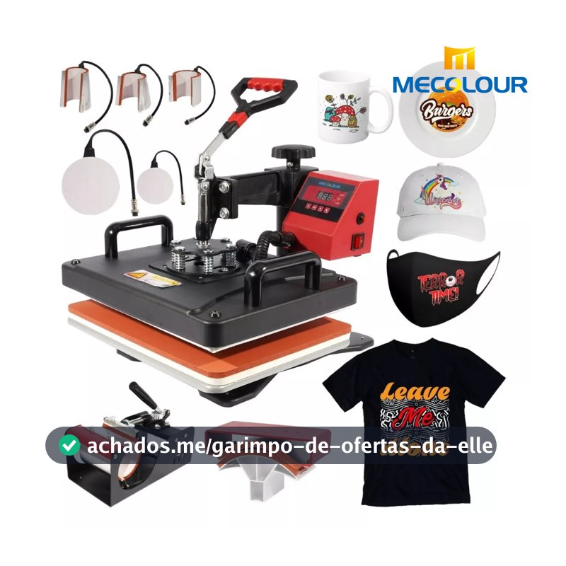 Prensa Térmica 8x1 Sublimação Camiseta Chinelos Bones Pratos Cor Vermelho/preto 110/220V Mecolour