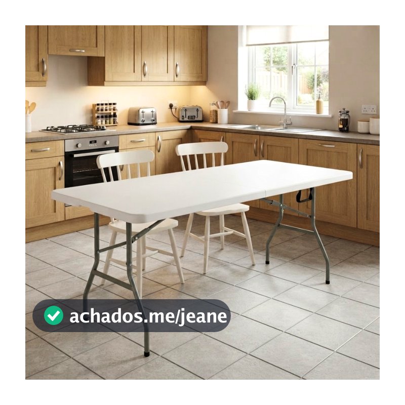 Mesa Dobrável Portátil Reforçada 1,80m Vira Maleta Com Alça Oferta
