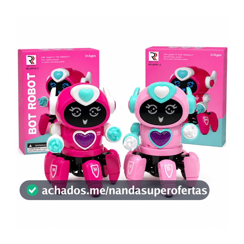 Brinquedo Robô Lady Rosa Dançante Face Digital Musical Com Luzes Som E Movimento Infantil