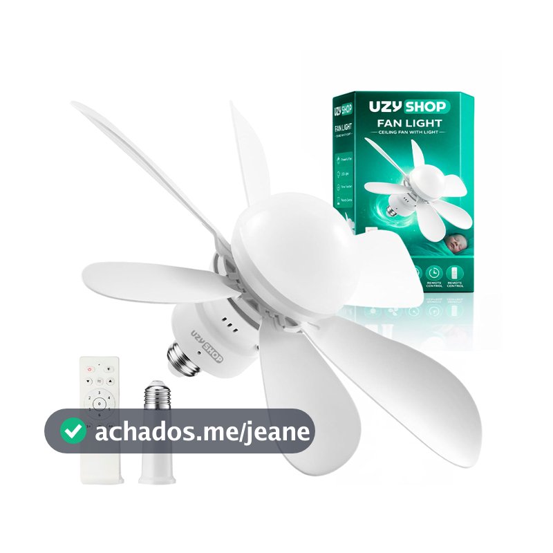 Ventilador de Teto 120W Luminária LED 3 Cores Bivolt Controle Remoto 3 Velocidades para Quarto Sala