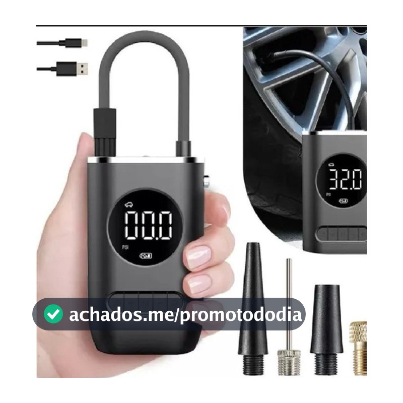 Mini Compressor Ar Portátil Recarregável Digital USB Calibrador Pneus Carro Moto Bicicleta Infláveis