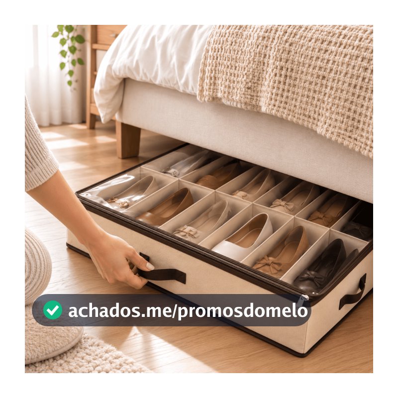 Sapateira Organizador Fléxivel 12 Pares Divisórias Sapato Tênis Chinelo Tampa Zíper Portatil CHEF D