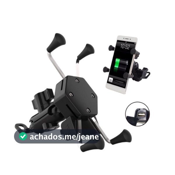Suporte Garra Para Celular Moto Universal Com Carregador Usb