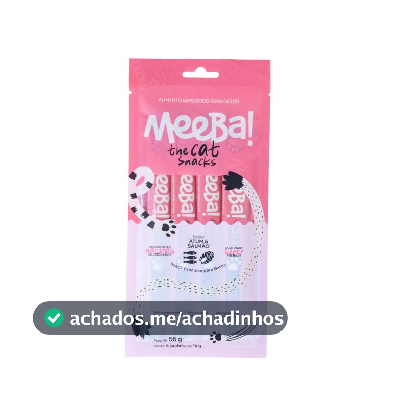 Alimento Natural Úmido P/ Hidratação de Gatos  Premium Cremoso Sabor Atum Salmão Tipo Churu Trully Meeba