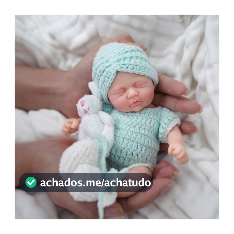 Bebê Reborn Silicone Sólido Suave Boneca 20cm Menina Olho Fechado Em promoção