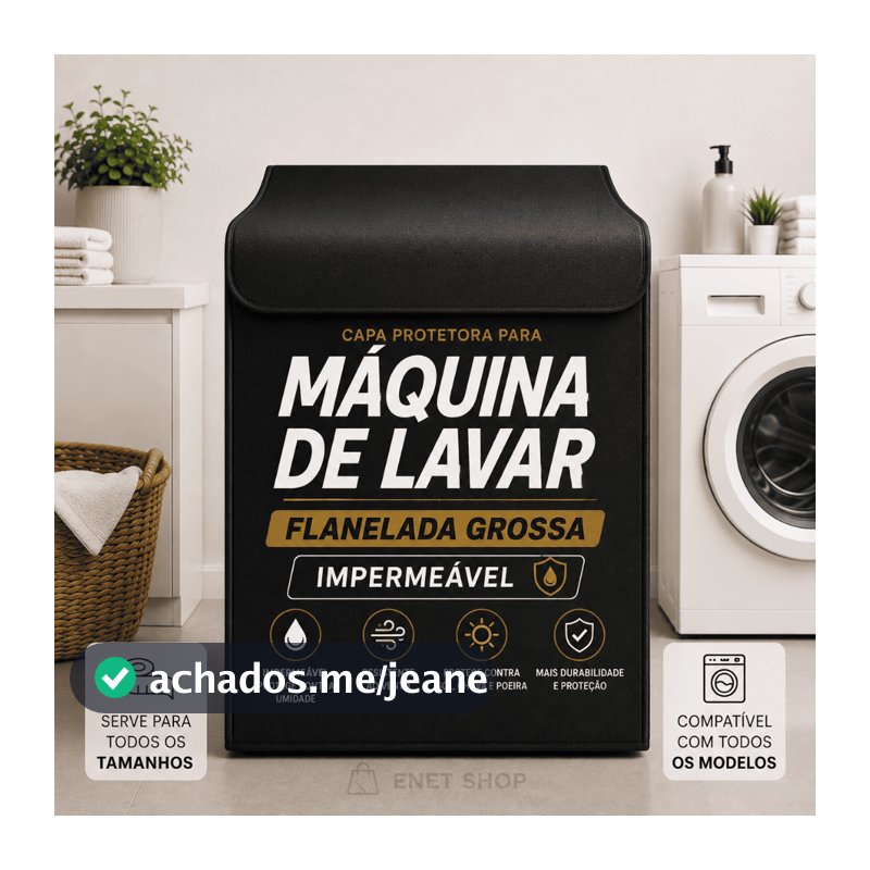 Capa Protetora Máquina de Lavar Roupa Impermeável Flanelada Reforçada Anti Poeira Sol Chuva 9kg a 18kg Universal