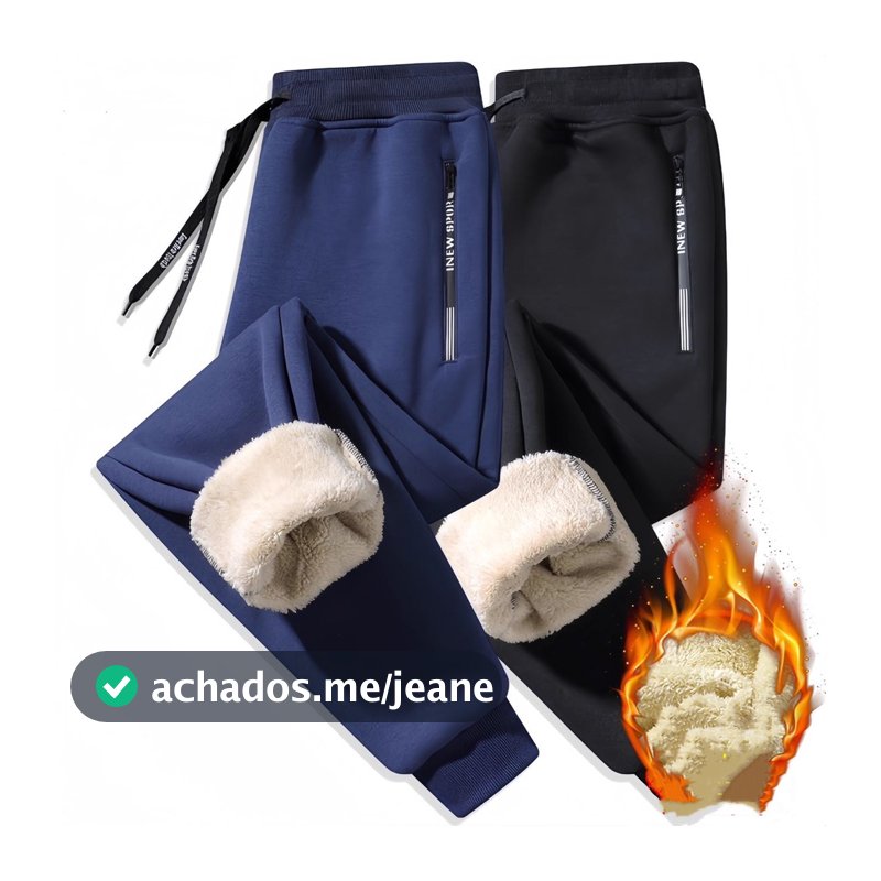 calça moletom de lã grossa unissex (envio imediato)