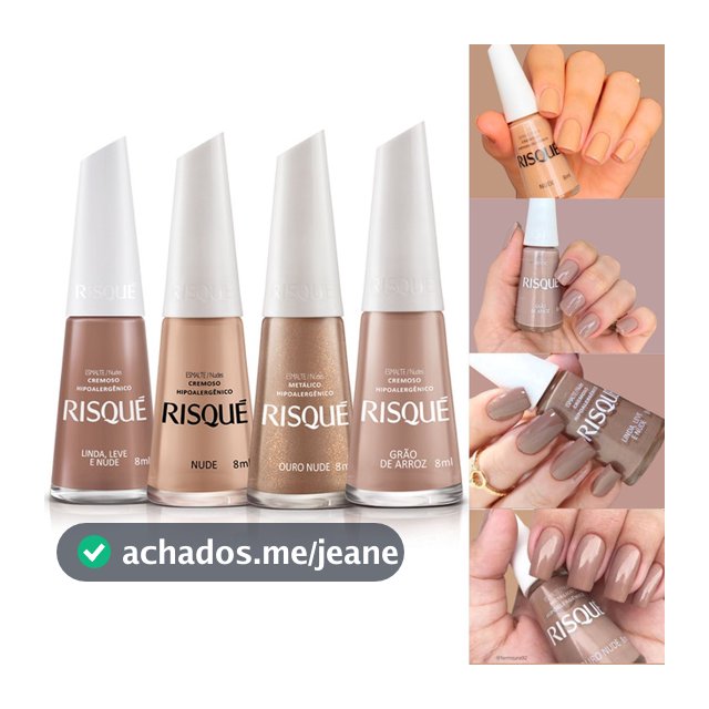 Kit 4 Esmaltes Risque Tons Nudes Marrom Esmalte Atacado 8ml