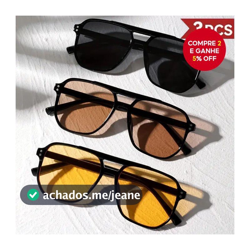 3 Peças de Óculos de Sol Retrô Piloto com Armação Grande, Proteção Uv, Lentes Oceânicas, Estilo Minimalista Unissex