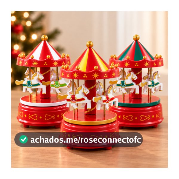 Carrossel Natalino Musical A Corda Com Cavalinhos Caixinha De Música