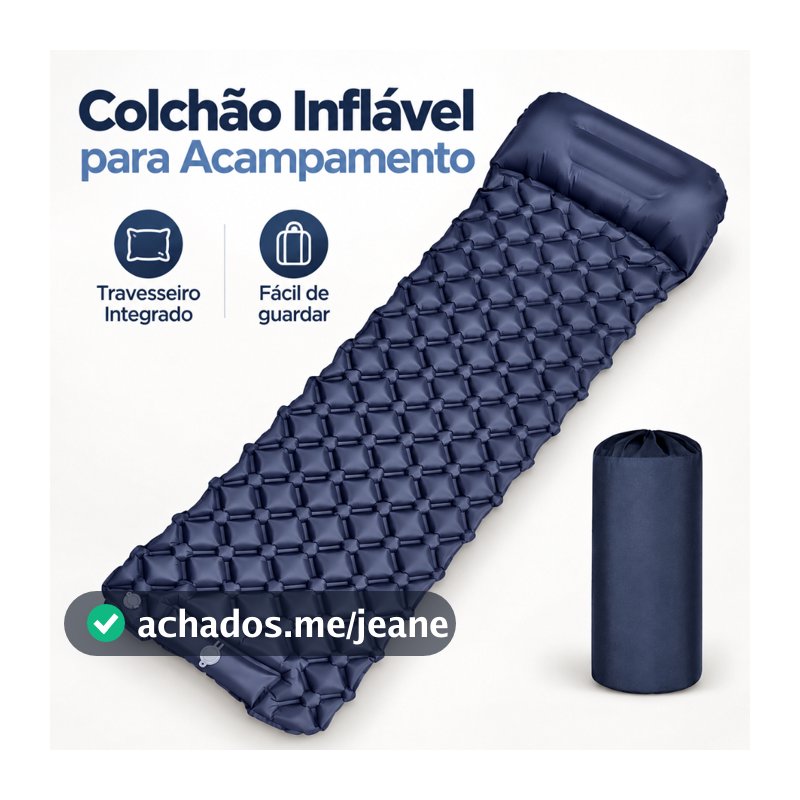 Colchão Inflável 190cm com Travesseiro e Bomba Embutida | Cama Inflável para Camping e Viagens