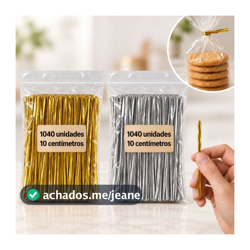 Kit 1040/520 Unidades Amarrilho 10 Cm Fecho Arame Lacre Alimentos Saquinho de Festa Lembrança Natal