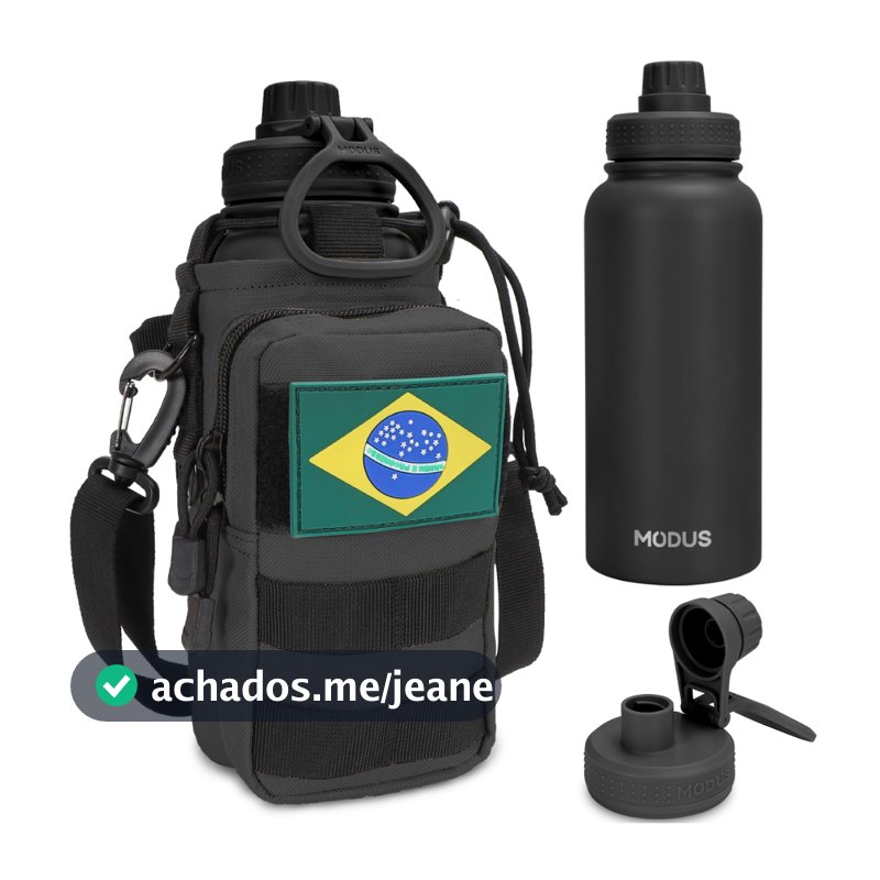 MODUS 1000ml Stainless Steel Thermal Bottle with Handle and Leak-Proof Carrying Bag for Camping